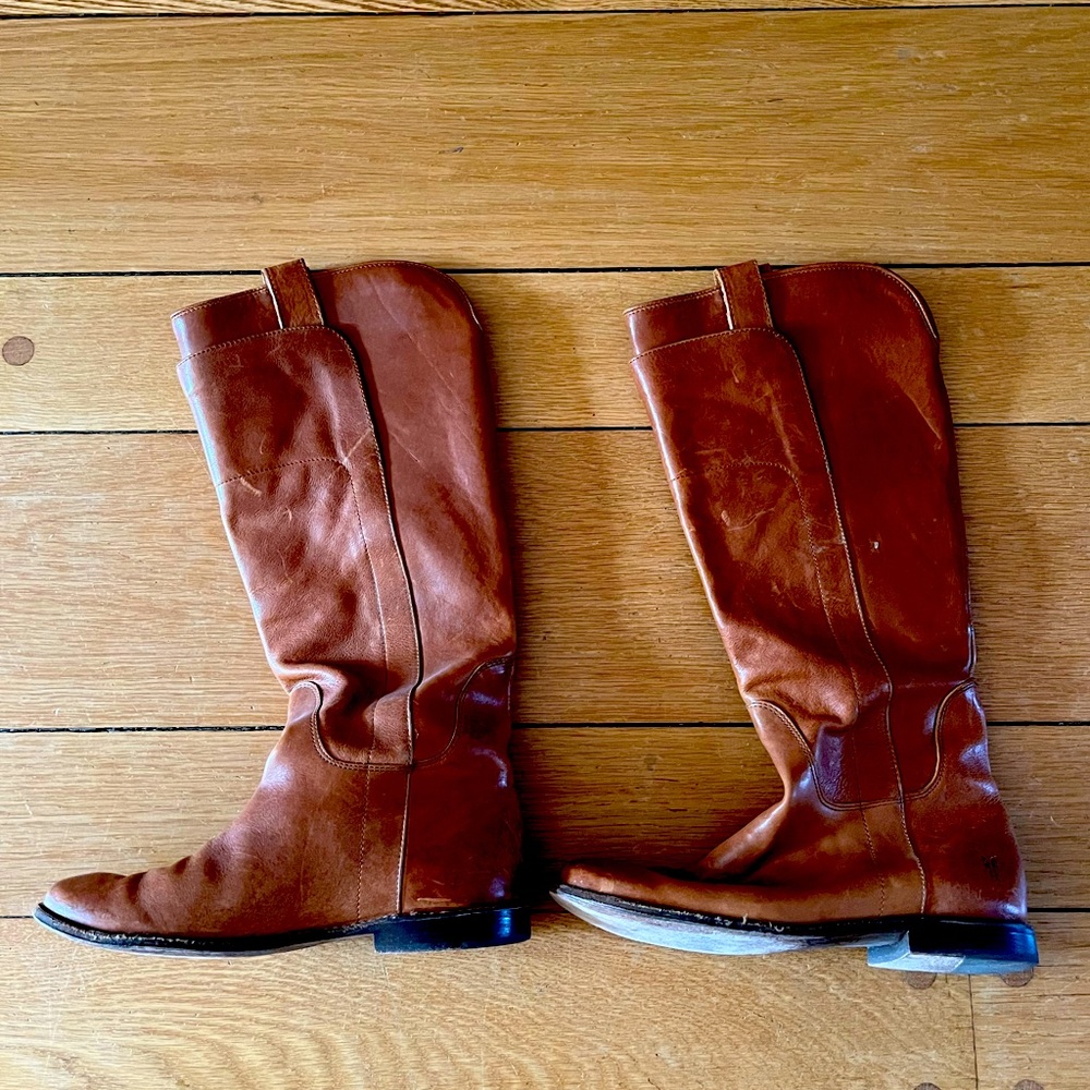 Frye Paige Tall Riding boot, Cognac, size 6